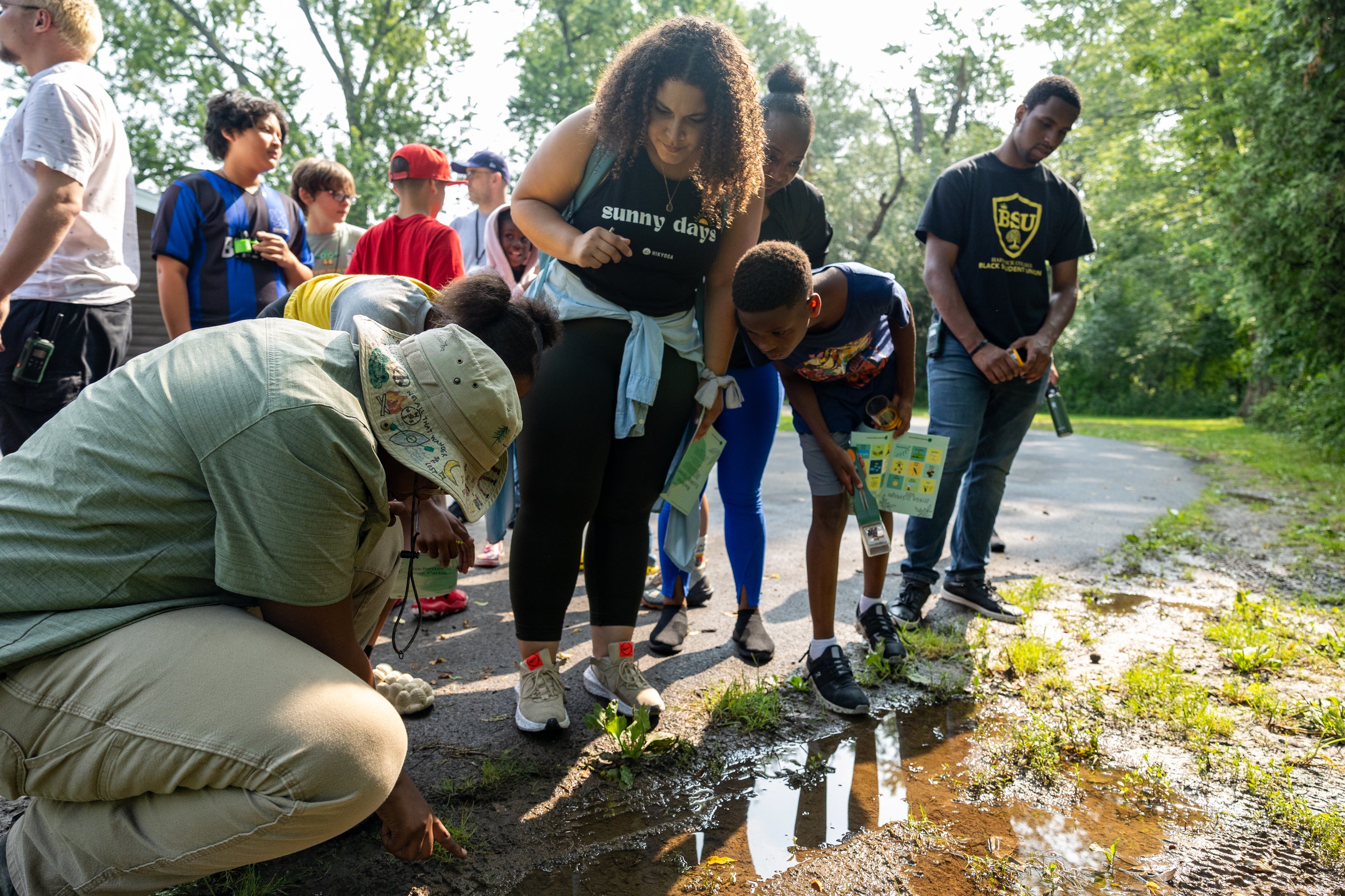 students, teachers outside, summer learning